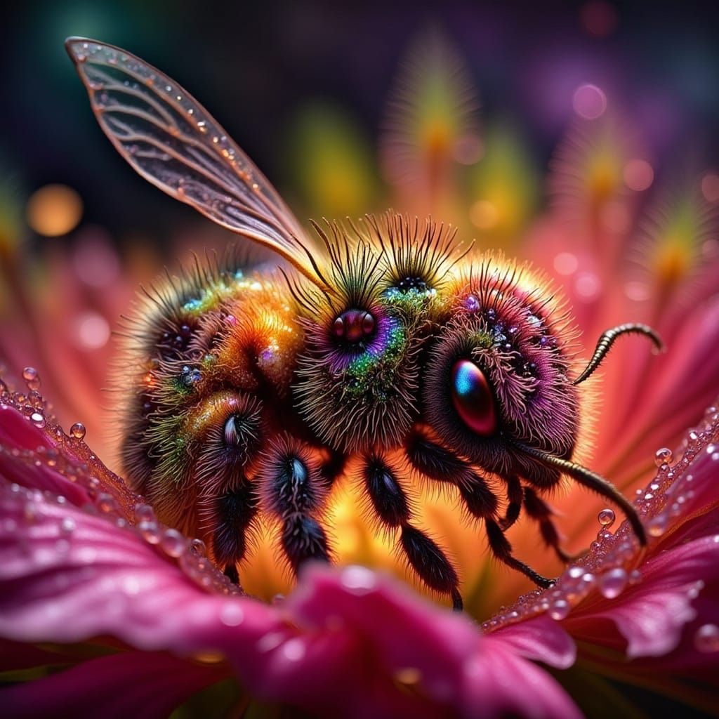 Sleepy Bee in Alcohol Inks Galaxy