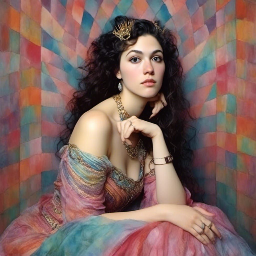 Ethereal Portrait in Romantic Style with Iridescent Mist