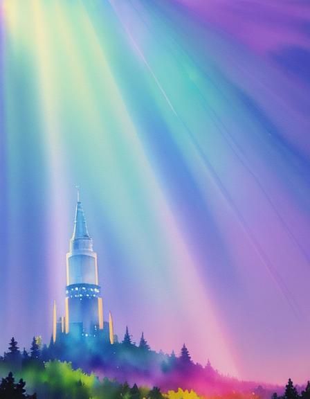 Translucent Op Art Tower in Watercolor