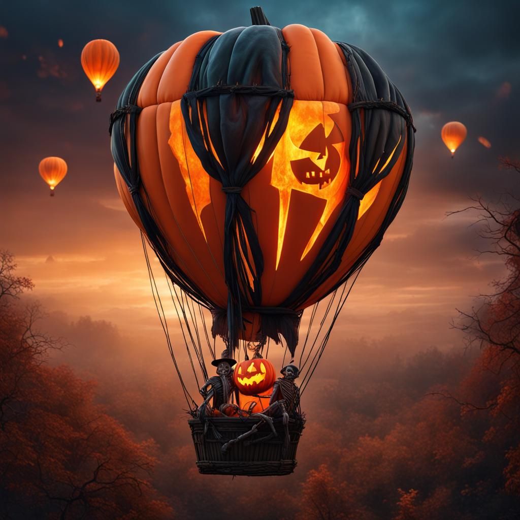 Halloween Jack-o-Lantern Hot Air Balloon Photograph
