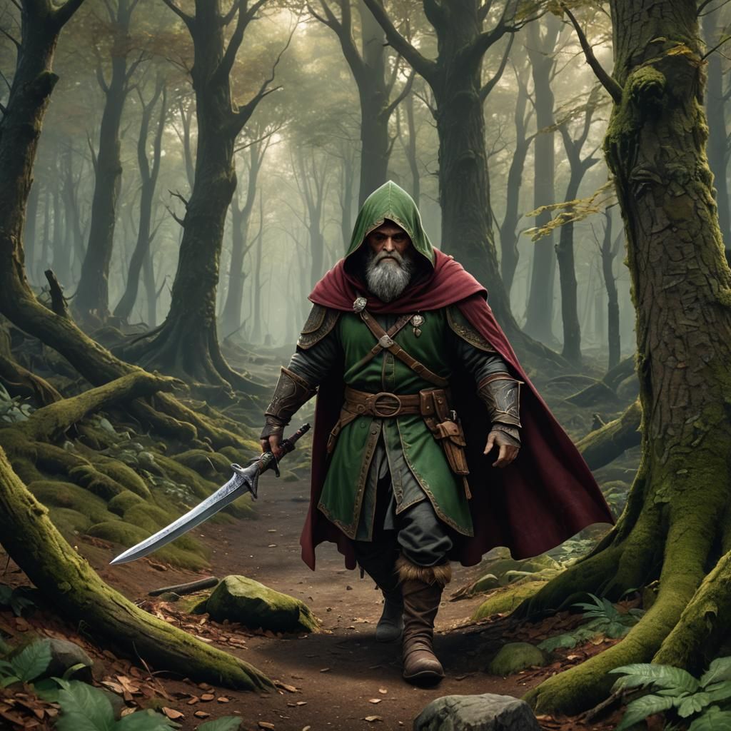 Dwarf in Forbidden Woods: Dark Fantasy Concept Art
