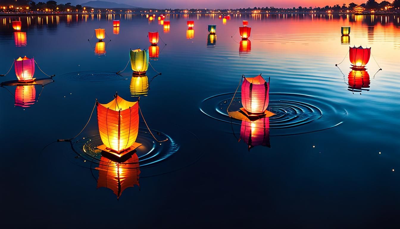 Diwali Lanterns Ascend in Dreamlike Impasto Painting