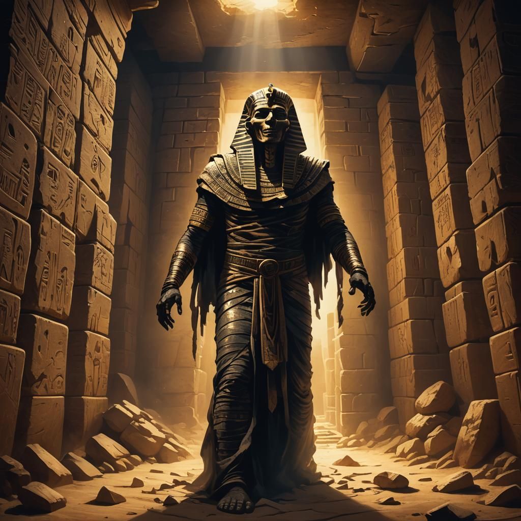 Eerie Mummy Emerges in Dark Fantasy Illustration