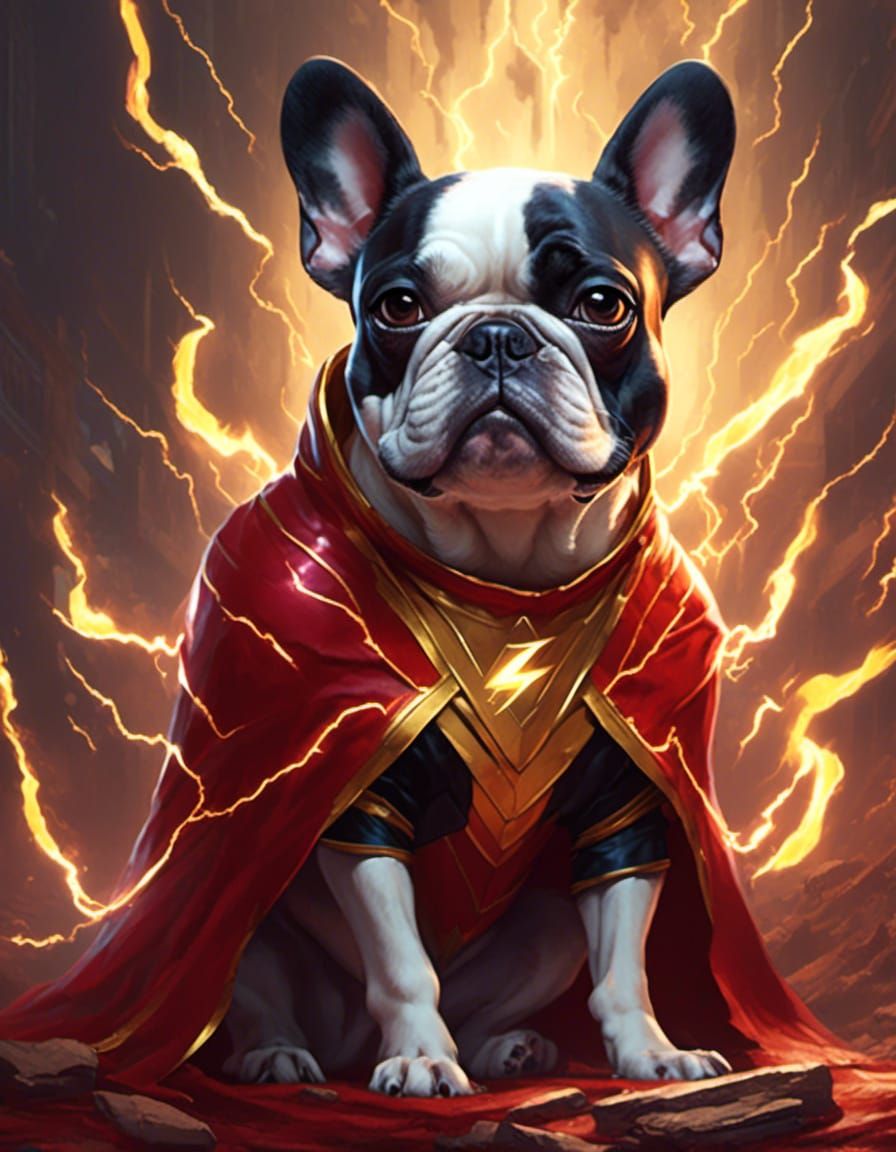 French Bulldog as Flash, Anime Concept Art
