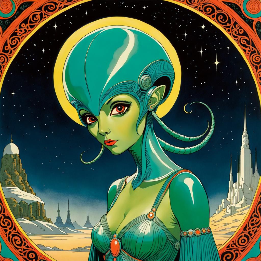 Gentle Alien Creatures in Classic Illustration Style