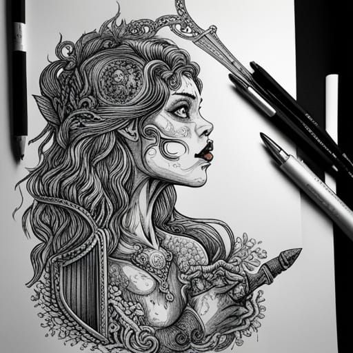 Ominous Sword Swallower in Black and White