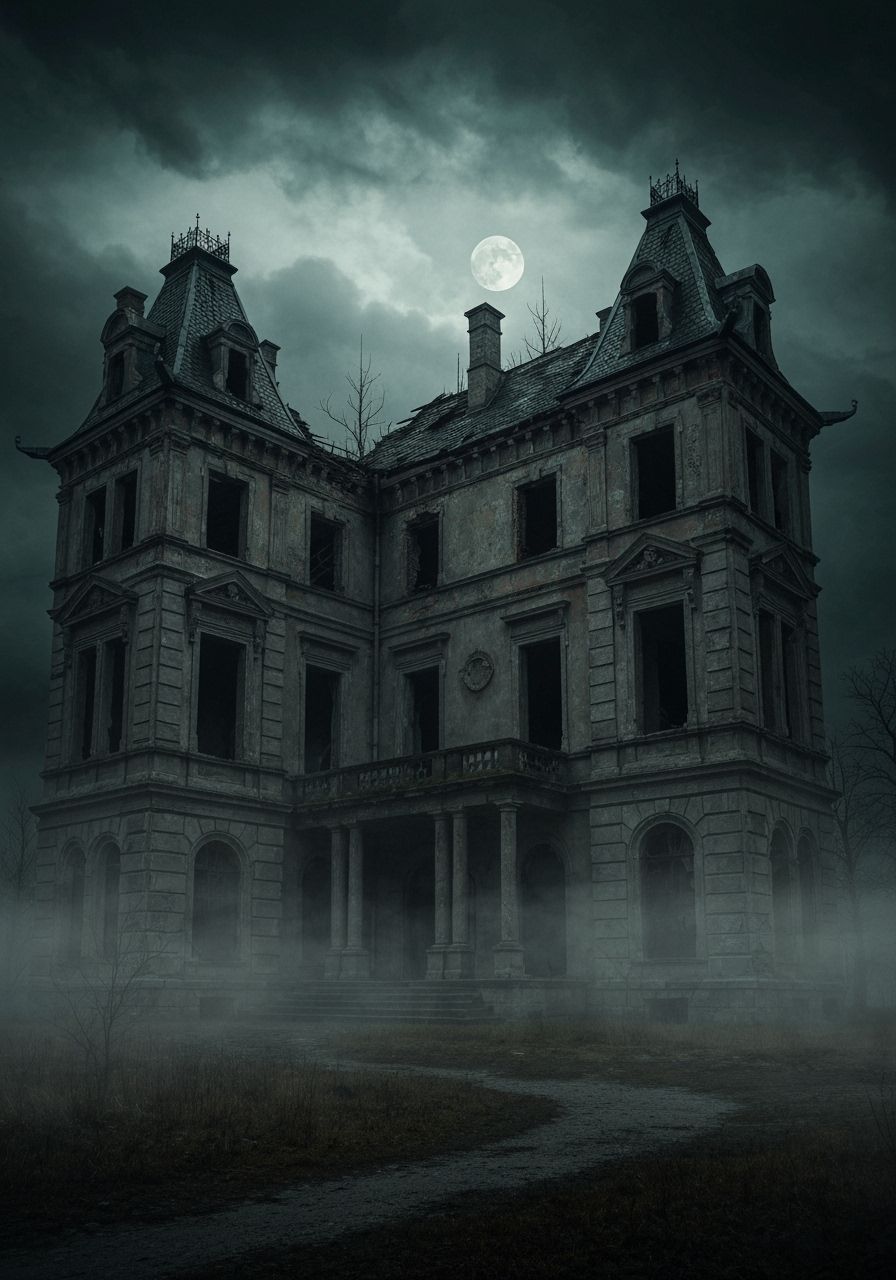 Eerie Abandoned Mansion in Victorian Horror Style