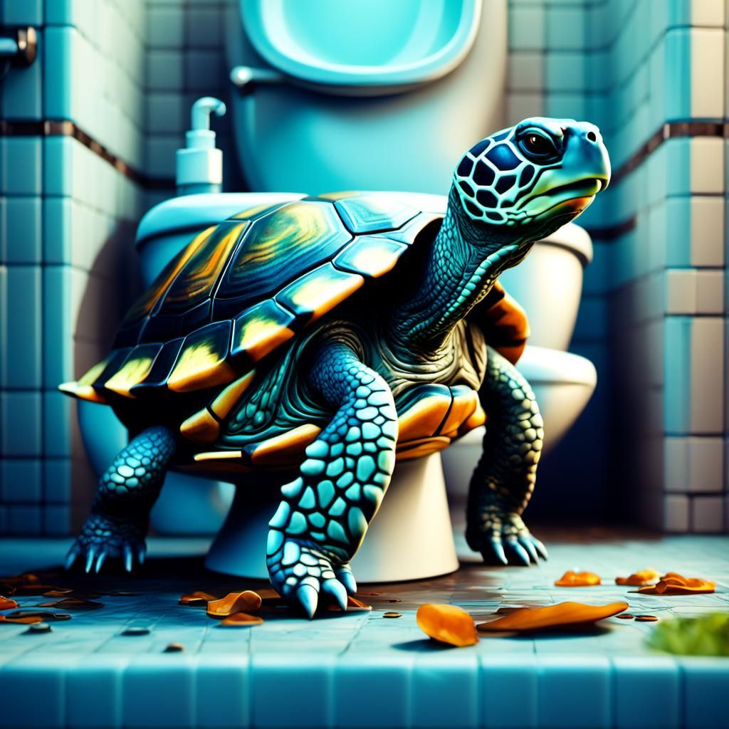 Turtle on Toilet: Detailed Fantasy Concept Art