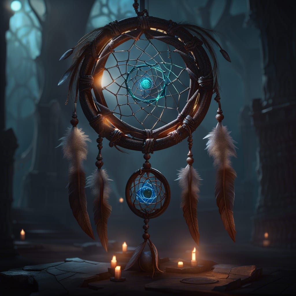 Dreamcatcher Against Evil Spirits: Dark Fantasy Concept Art
