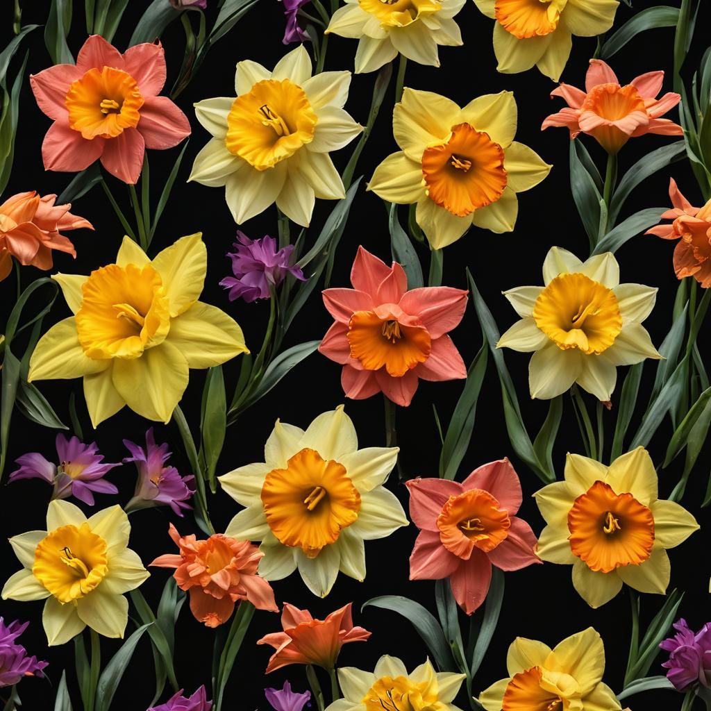 Luminous Daffodil Against Black Background