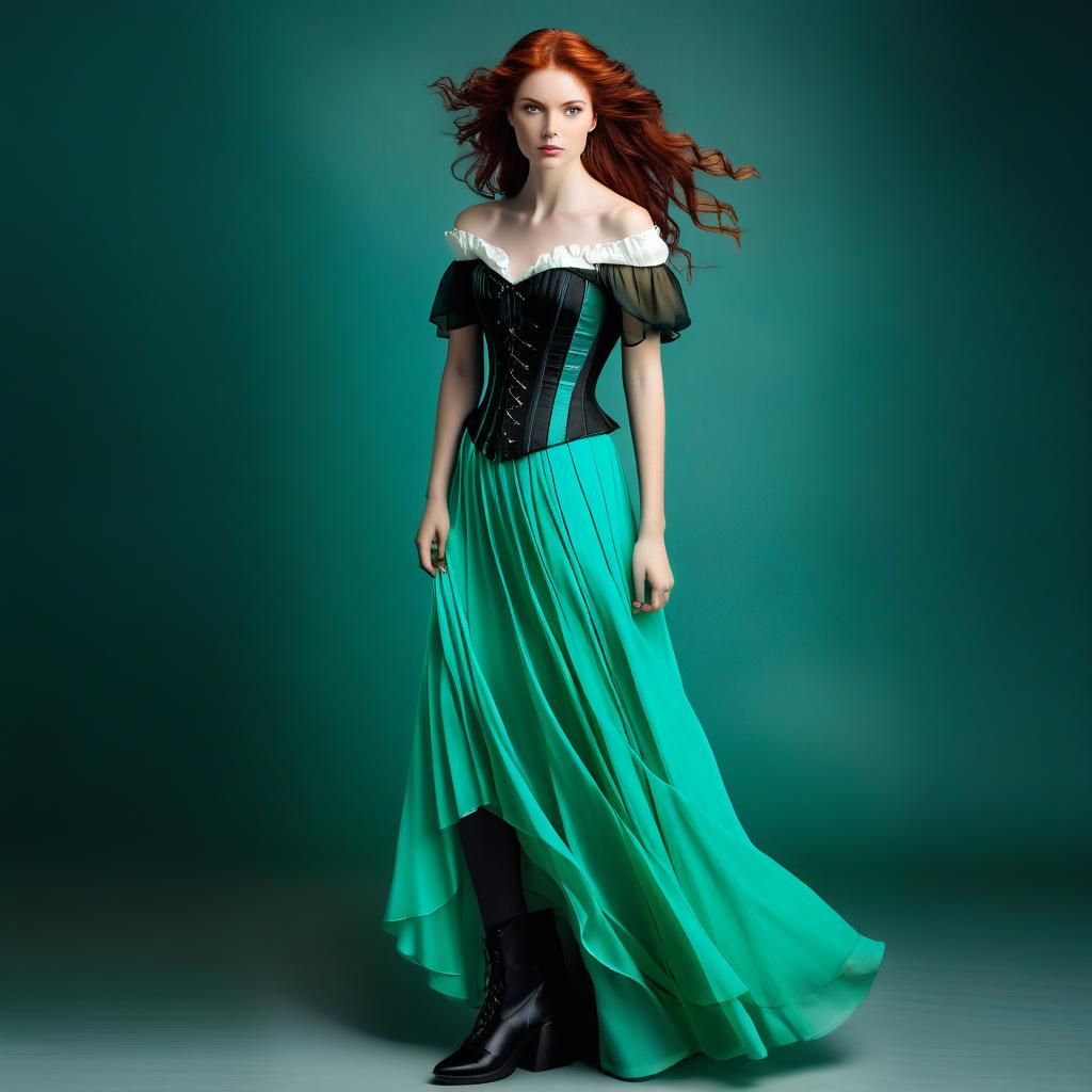 Fantasy Woman with Crystal Staff on White Background