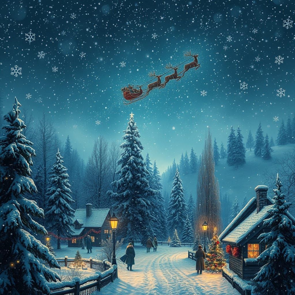 Surreal Winter Wonderland Scene in the Style of Historical M...