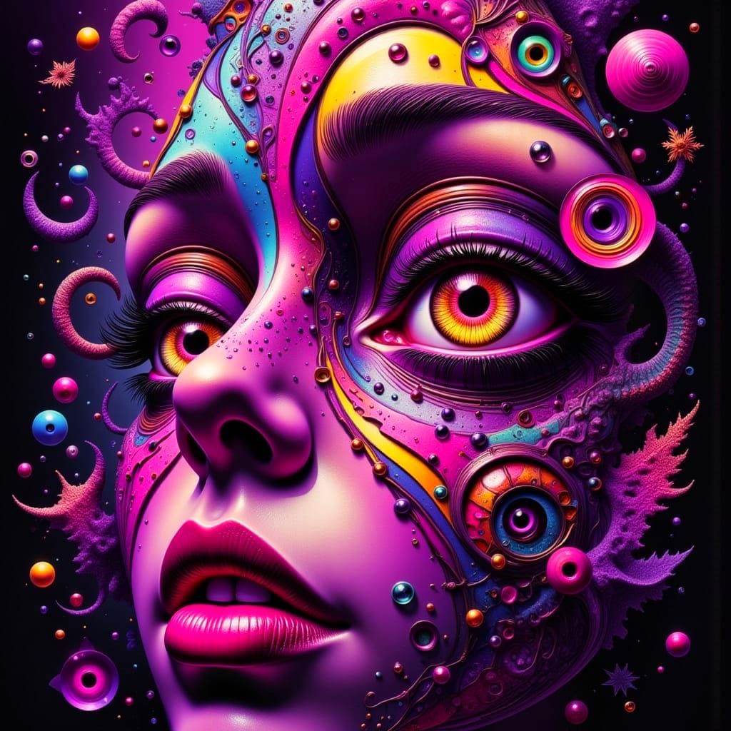 Vibrant Kaleidoscope Surrealism in Neon