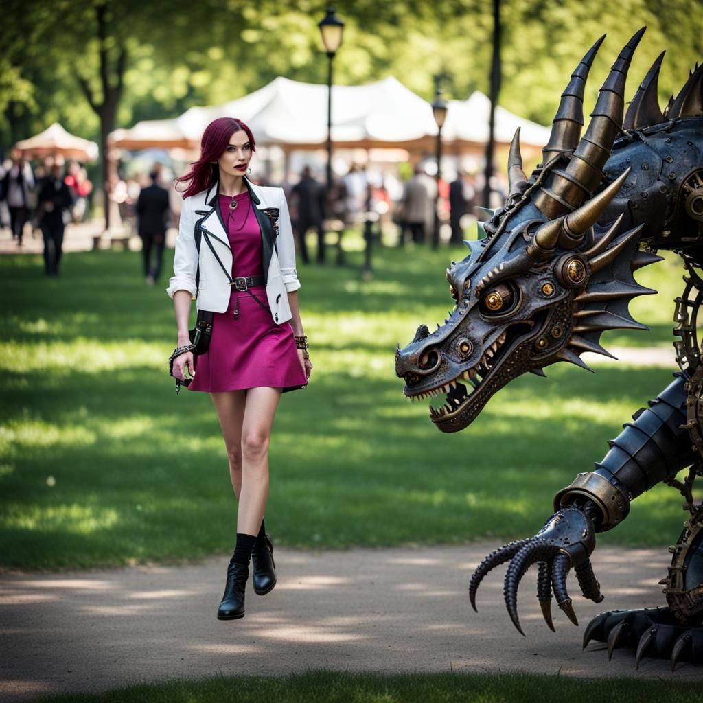 Steampunk Dragon Encounter in the Park