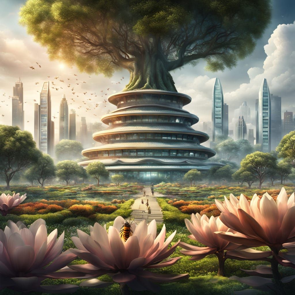 Epic Zen Garden Metropolis in HDR Digital Art