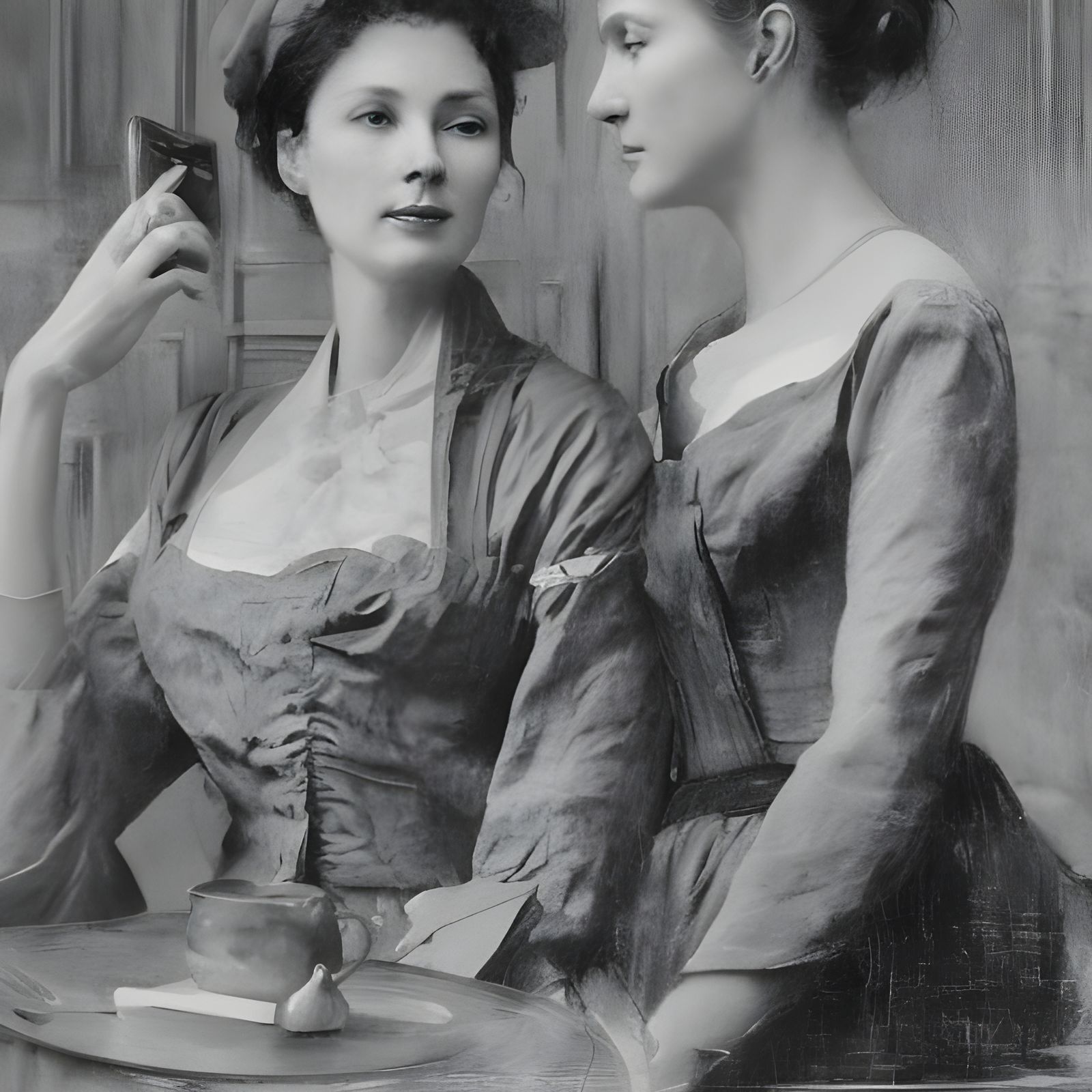 Elegant Woman having Tea: Photorealistic Portrait