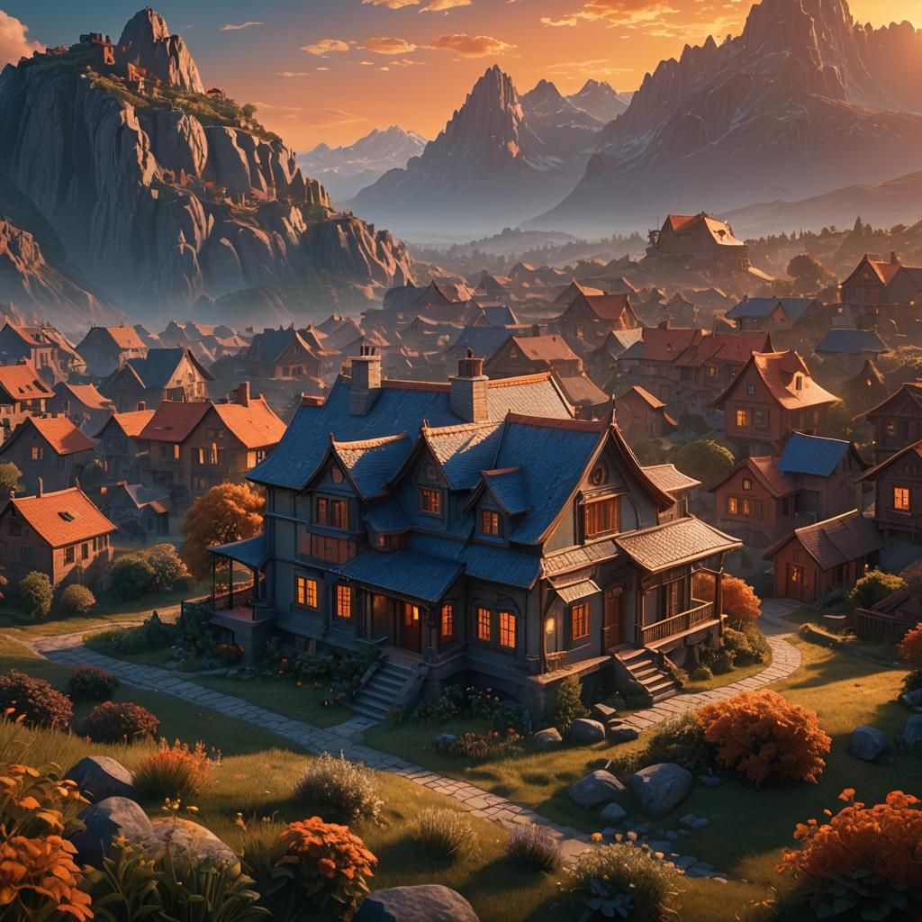 House at Sunrise: Fantasy Concept Art