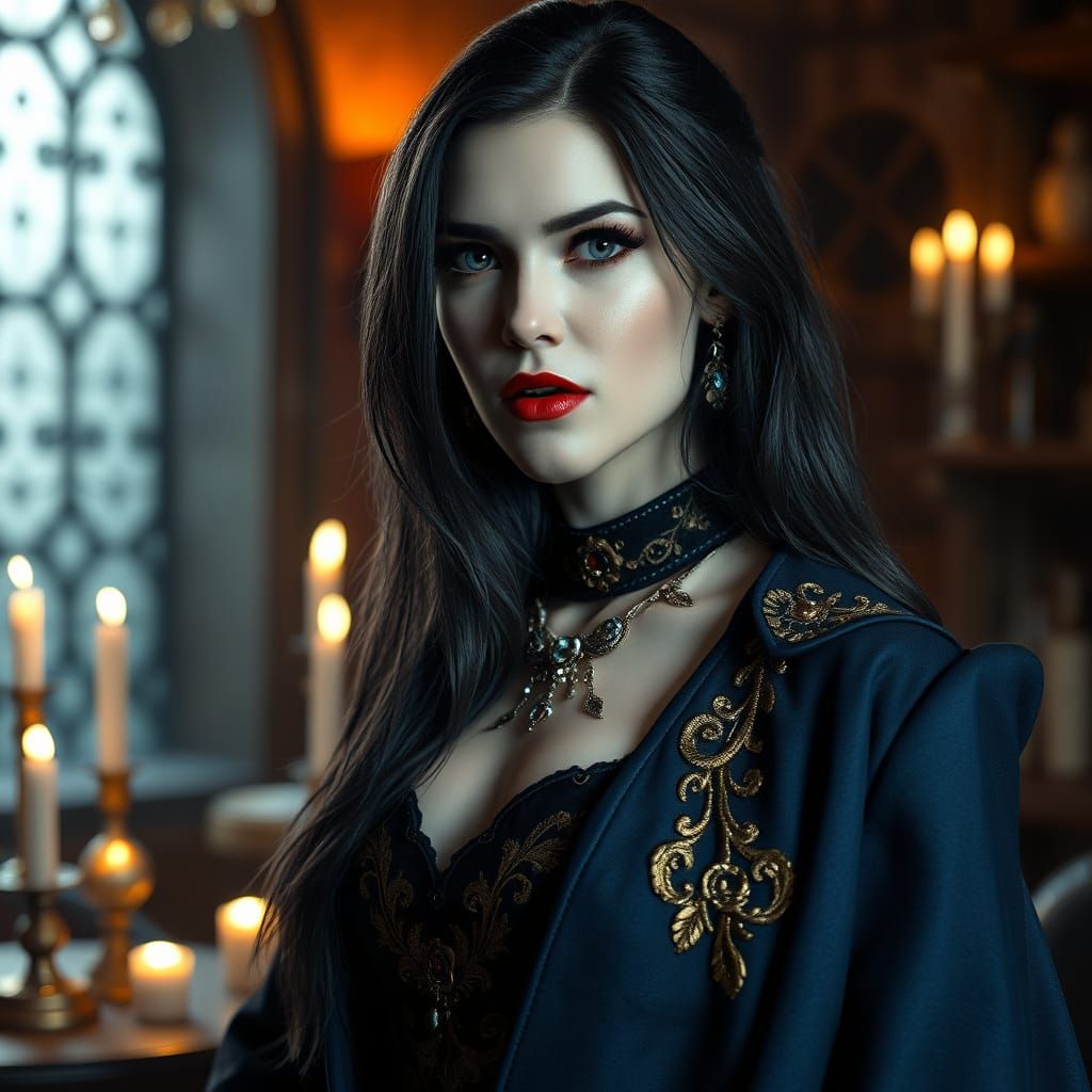 Regal Vampire in Luxurious Attire