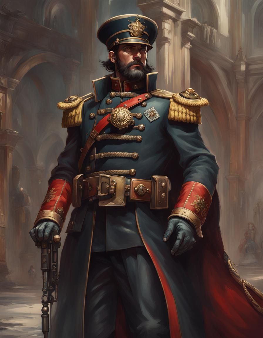 Warhammer 40k Commissar Portrait in Hyperdetailed Style