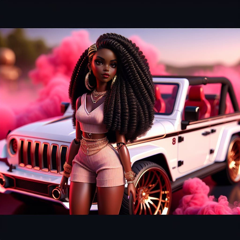 Glamorous African American Doll in Fantasy Scene