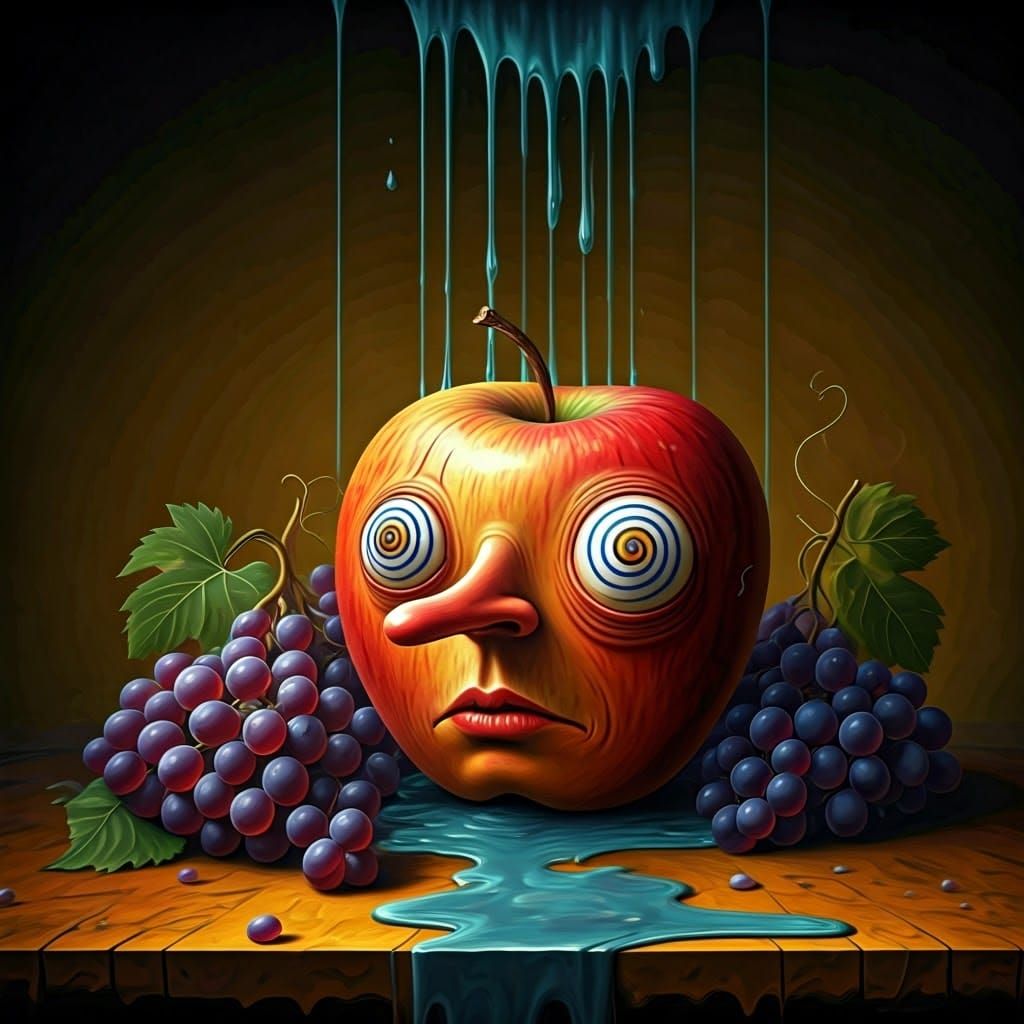 Surrealistic Apple in Whirling Vortex