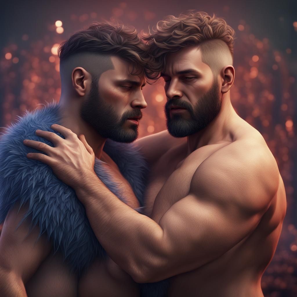 Tender Portrait of Two Chunky Men in Love