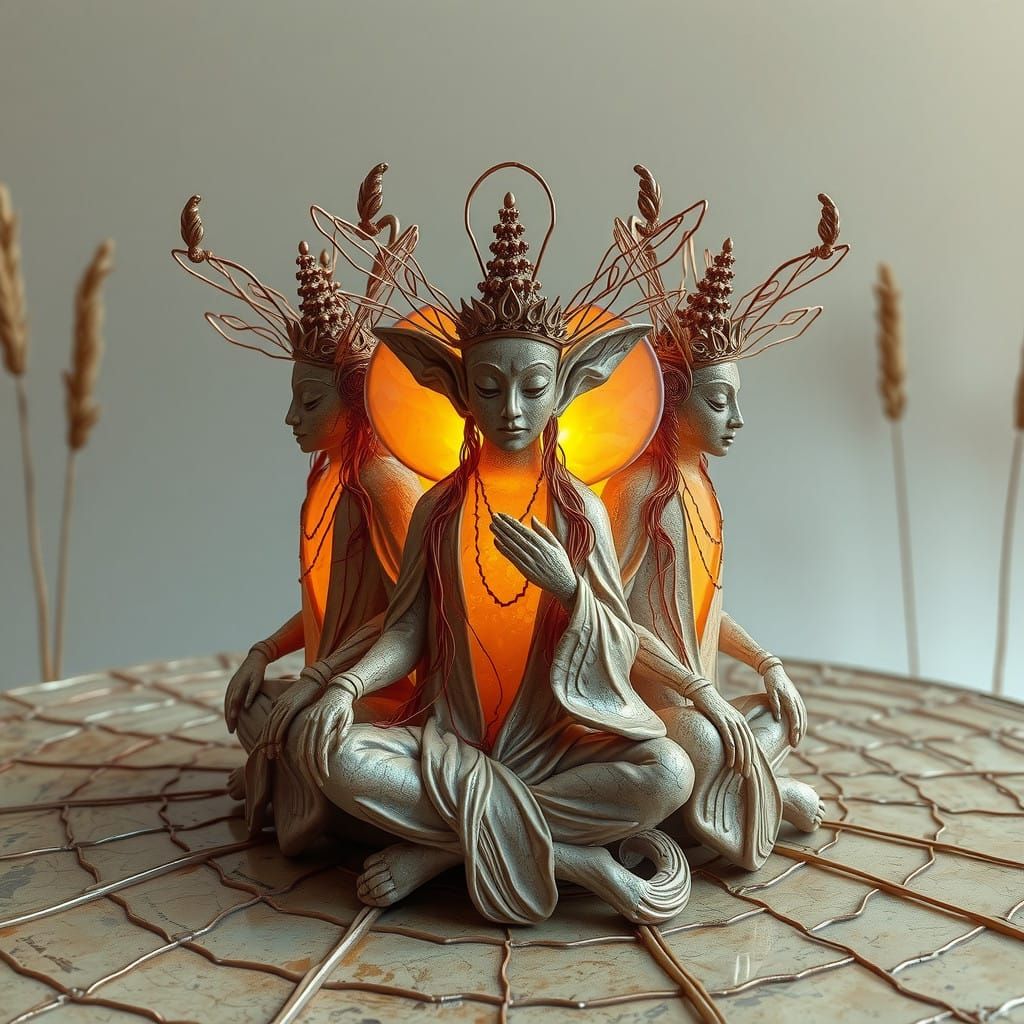 Divine Beings in Crystalline Robes with Animal Elements