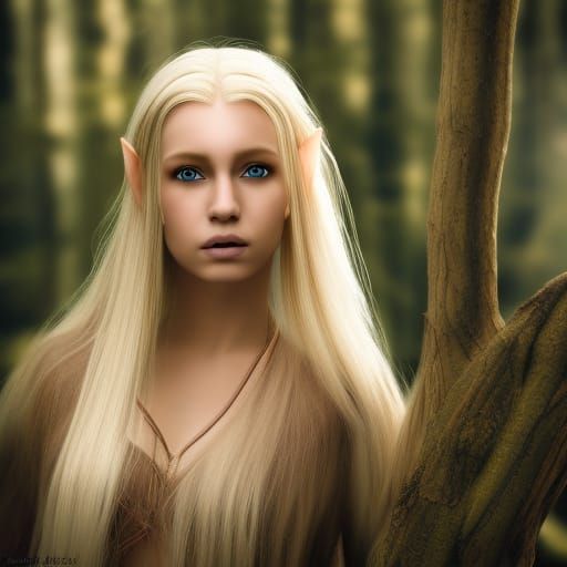 Hyperrealistic Wood Elf Portrait in Sunlight
