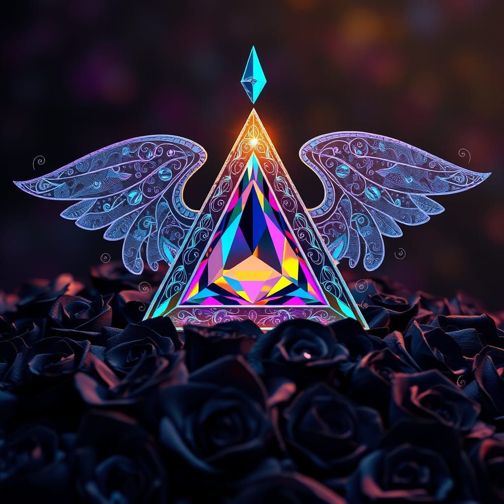 geometric shapes and signs, a triangle, filigree, roses, win...