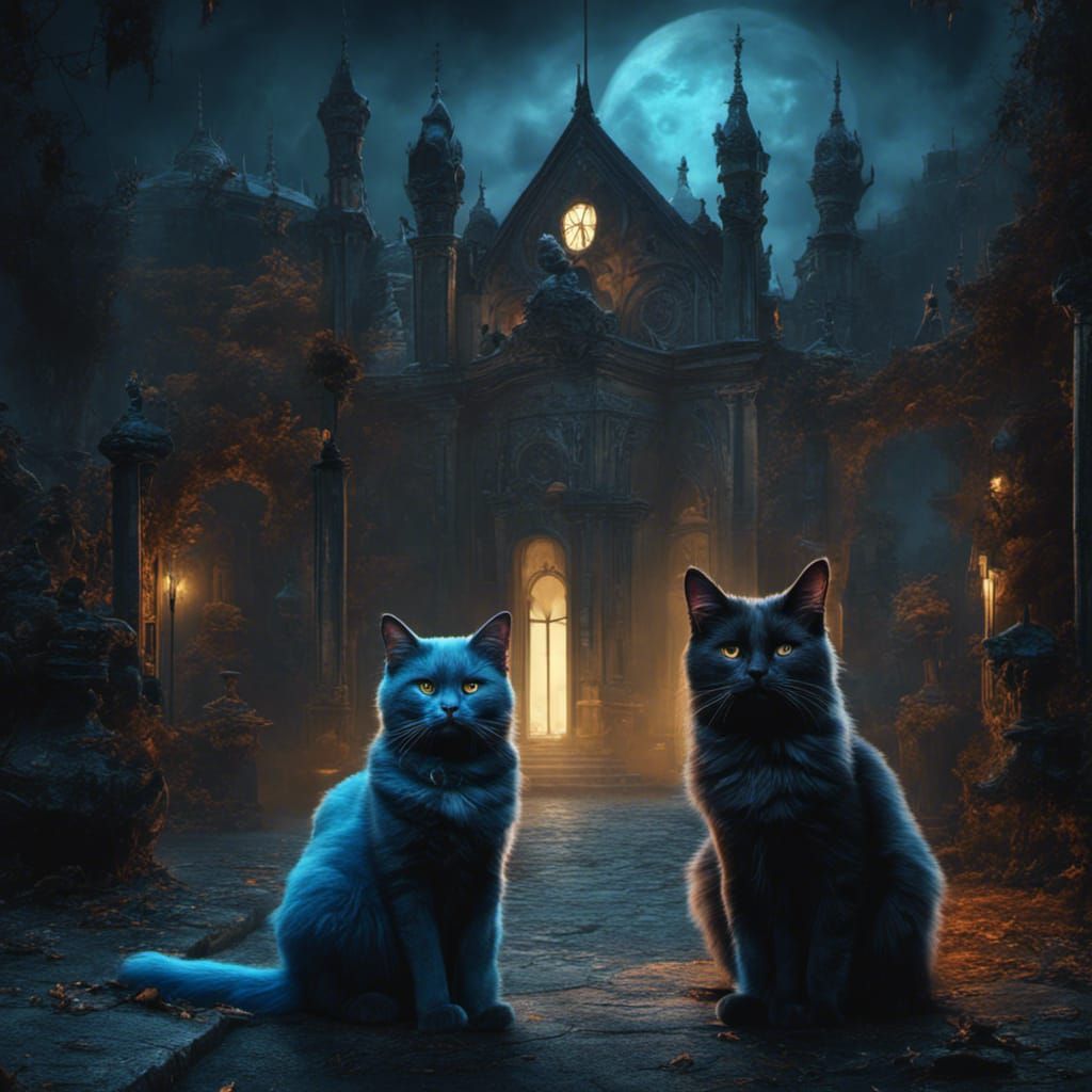 Creepy Cats in Dark Fantasy Style