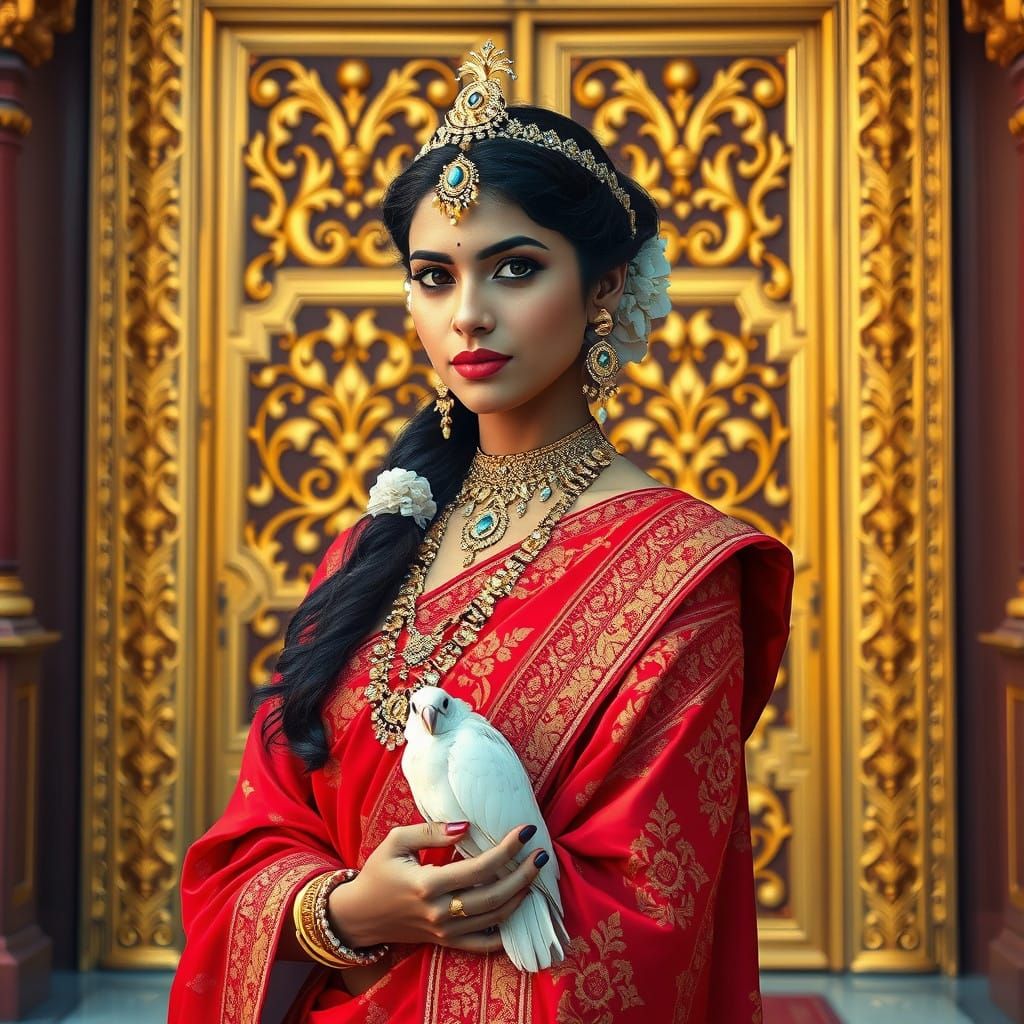 Majestic Princess Surrounded by Splendor at Mysore Palace