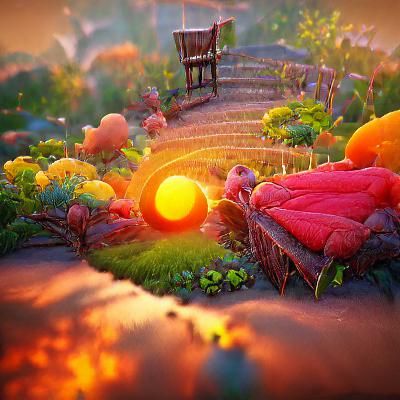 Sunrise Over Garden: 8K 3D Rendered Artwork