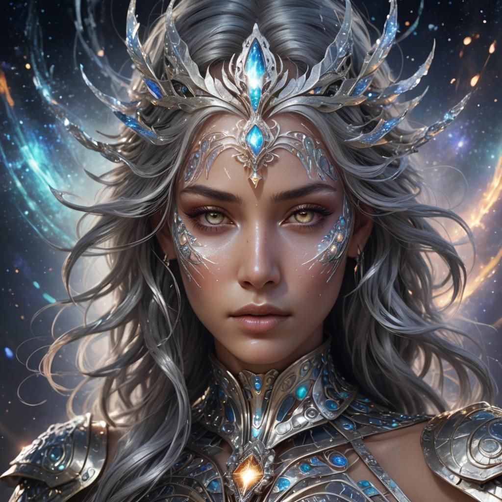 Cosmic Goddess Portrait in Dreamlike Style