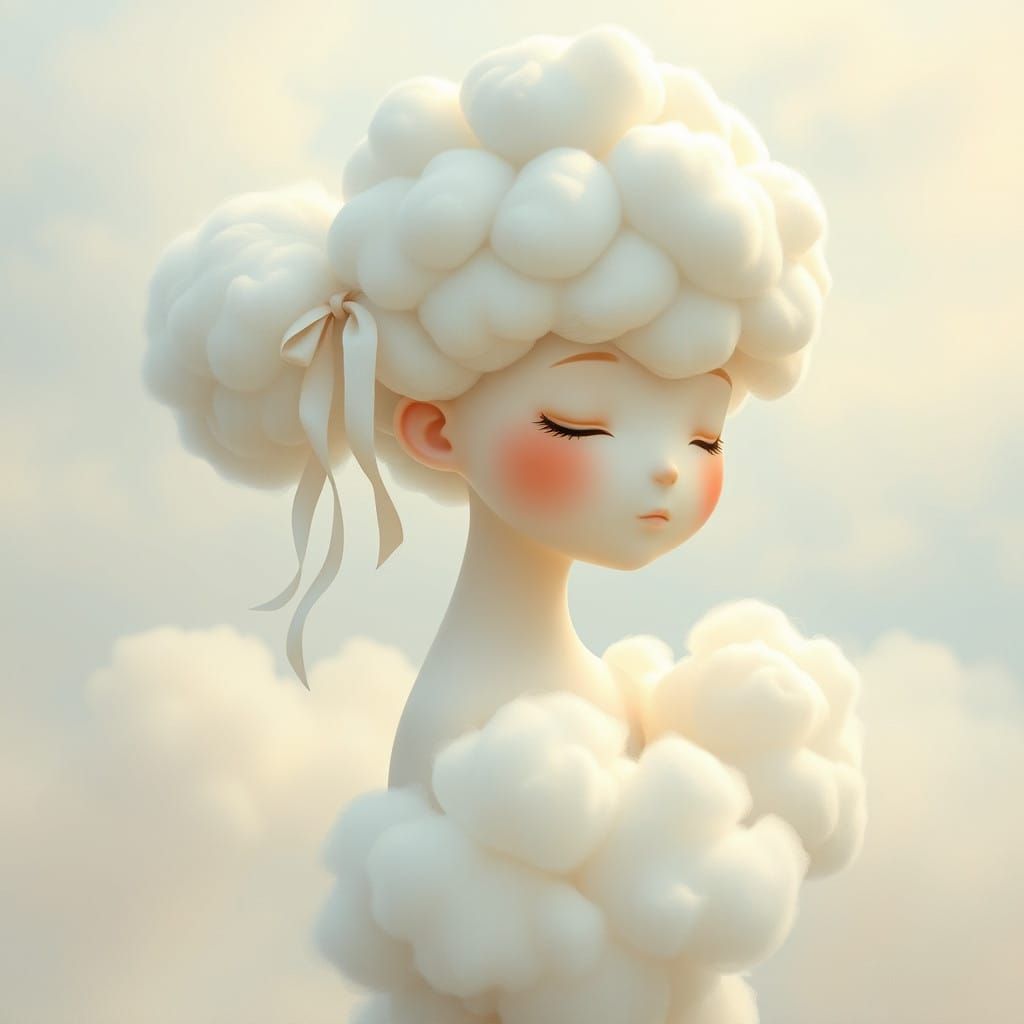Cloud Humanoid in Whimsical Style