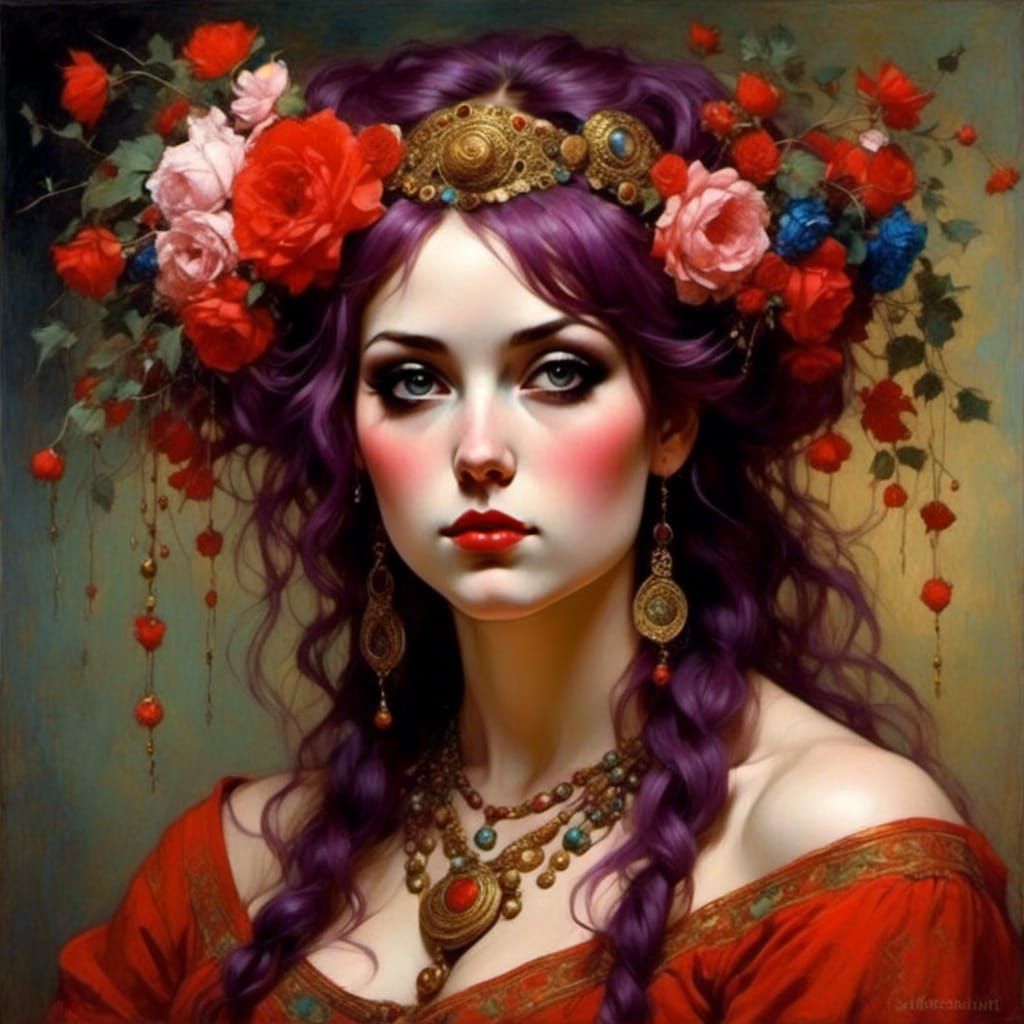 Taurus Goddess in Psychedelic Bohemian Style