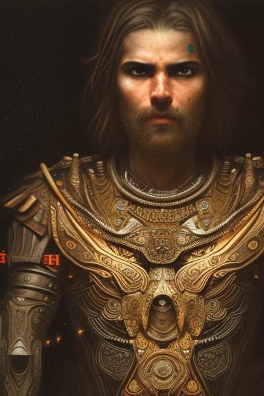 Ornate Wooden Warrior with Glowing Aura