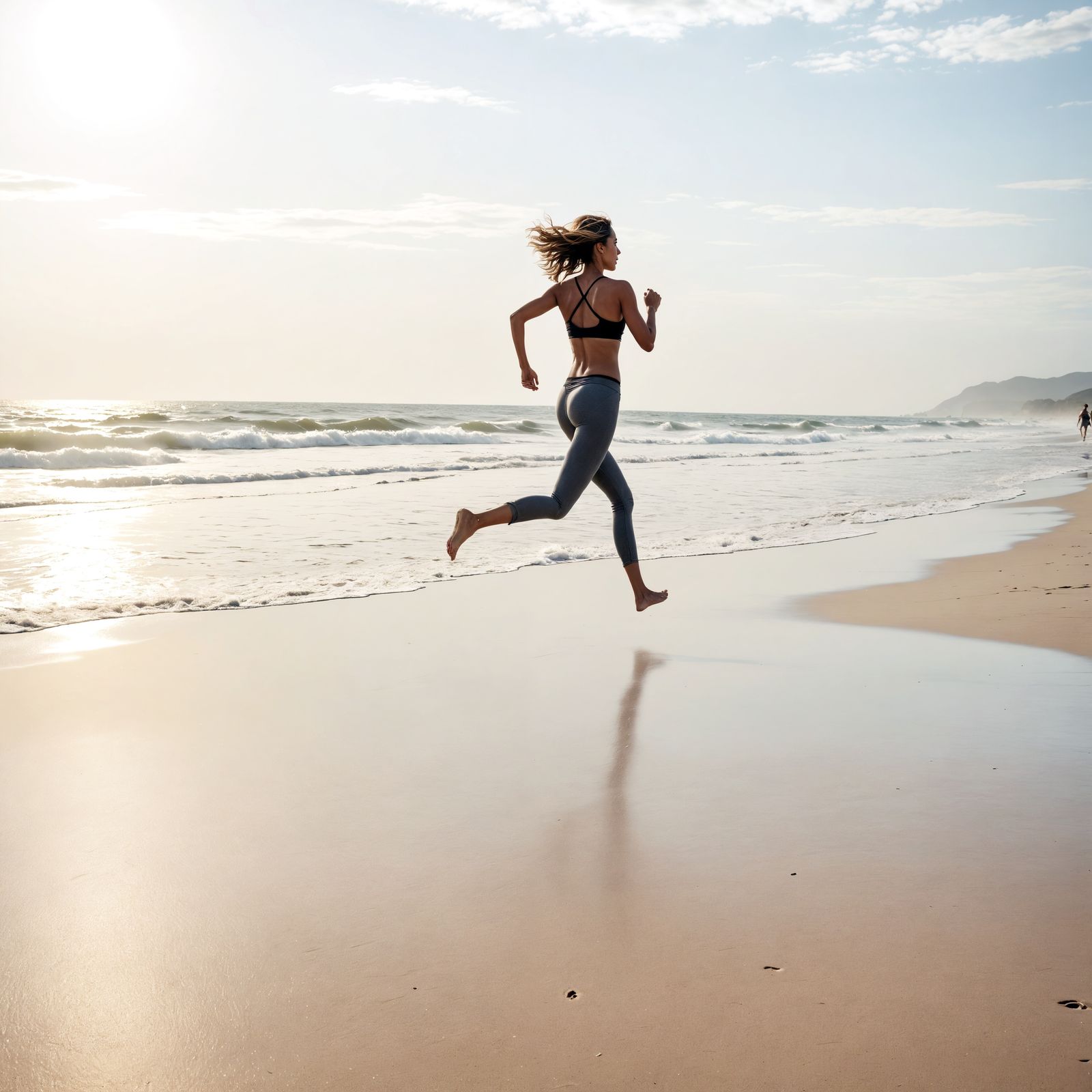 Surreal Beach Runner Captured in Hyperrealistic Detail