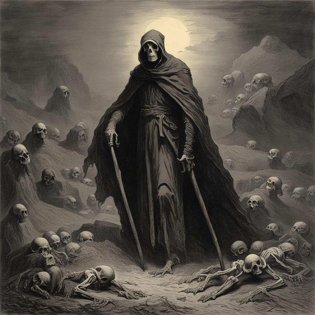 Grim Depiction of Death in Horror Style