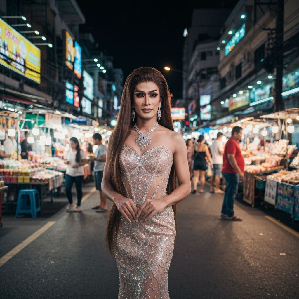 Beautiful Transgender Individual in Pattaya Street Scene