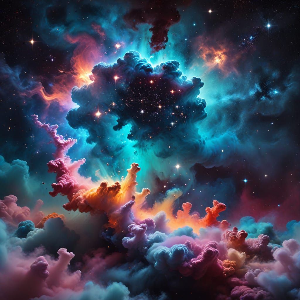 Surreal Space Dust Clouds in Abstract Expressionism Style