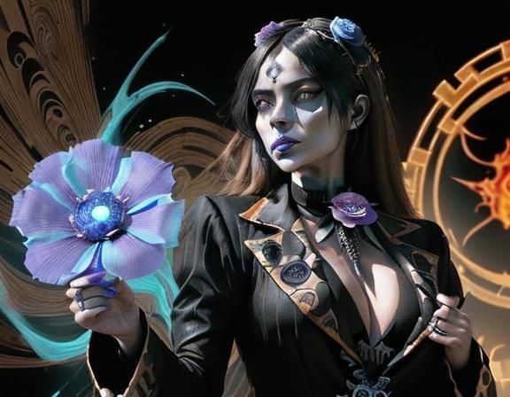 Mystical Woman with Hypnotic Flower, Digital Art
