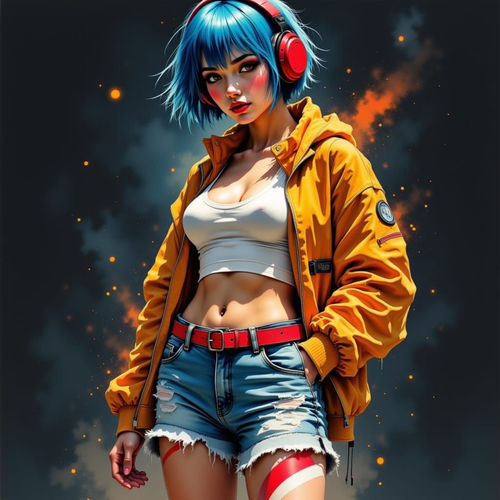 Futuristic Anime Woman with Glowing Accents