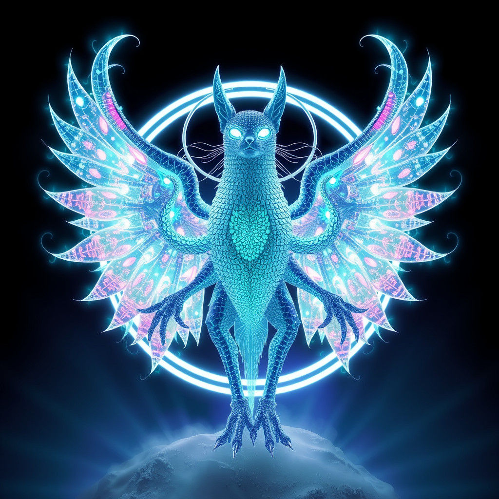 Bioluminescent Metallic Fauna in Opalescent Universe