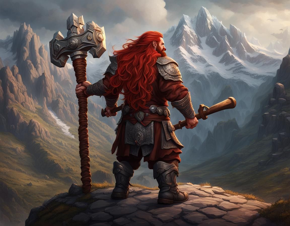 Dwarf Paladin with Braided Beard in Silver Armor
