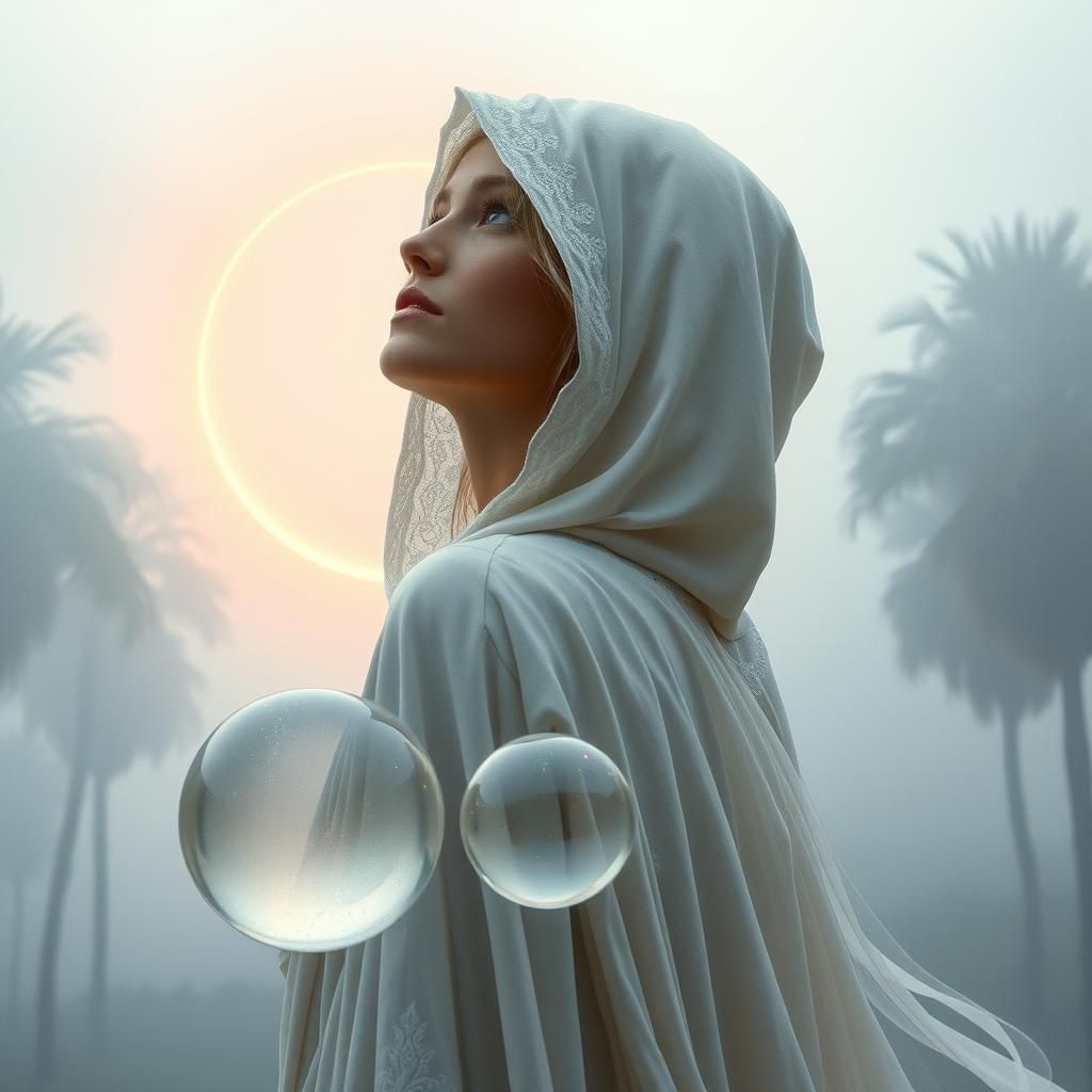 Mystical Woman Gazing at Stargate Portal