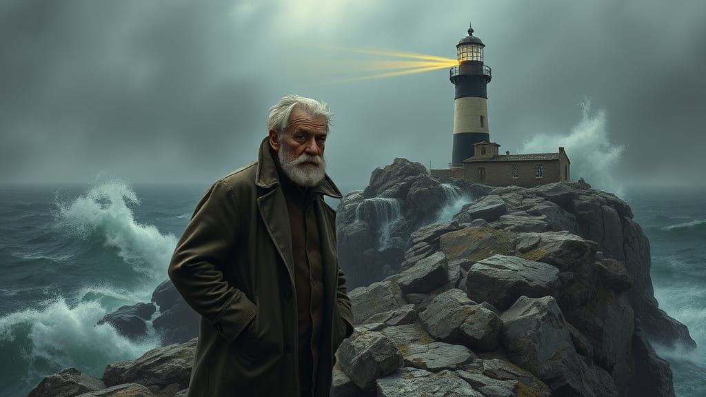 Lighthouse Keeper in Dark Fantastical Style