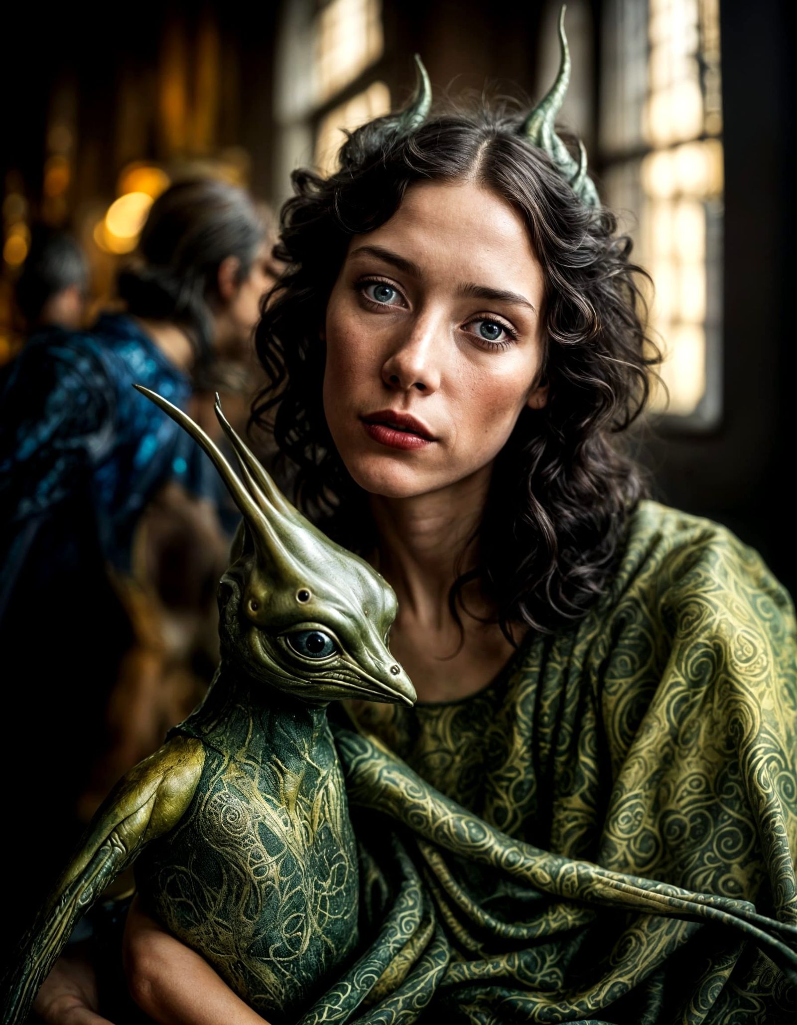 Surreal Restaurant Scene with Beautiful Aliens, Photography