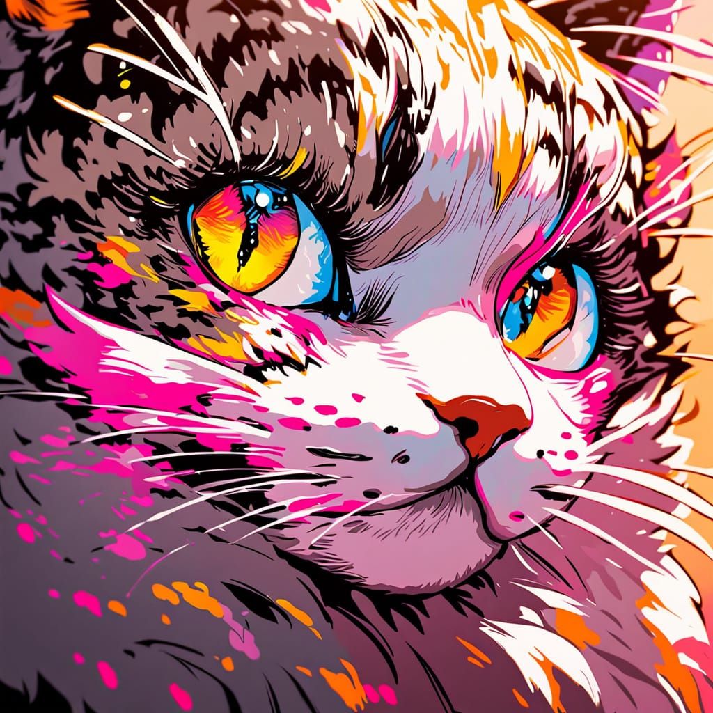 Vibrant Fauvist Cat Portrait
