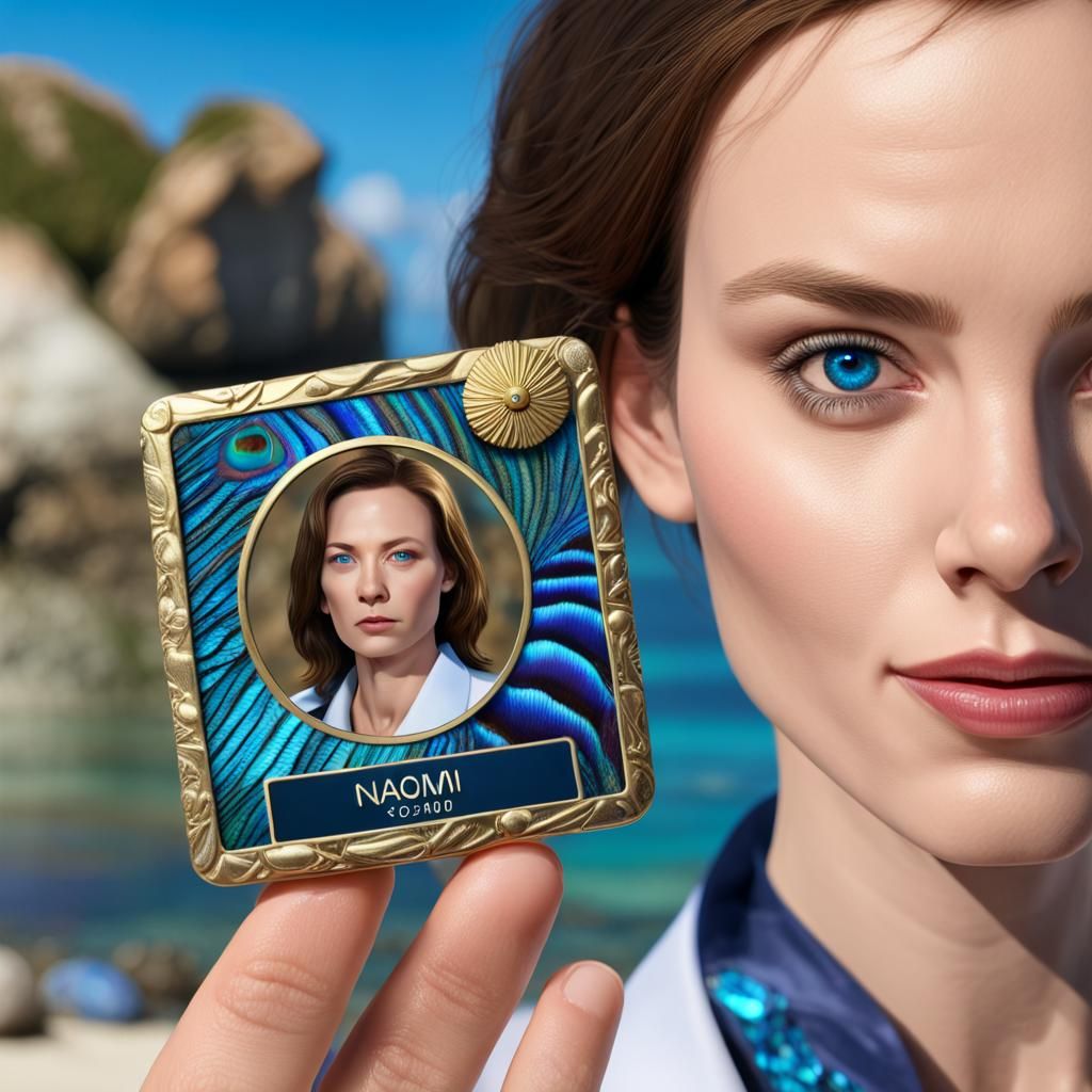 Scientist's ID Badge with Peacock Feather Pattern