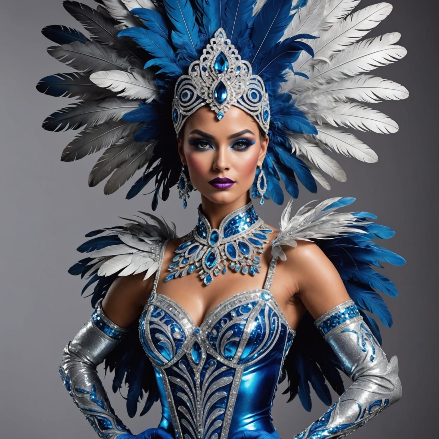 Dazzling Showgirl in Neo-Impressionistic Style